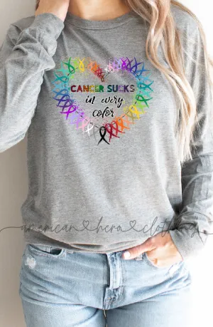 Cancer Sucks Bella Canvas Long Sleeve Tee