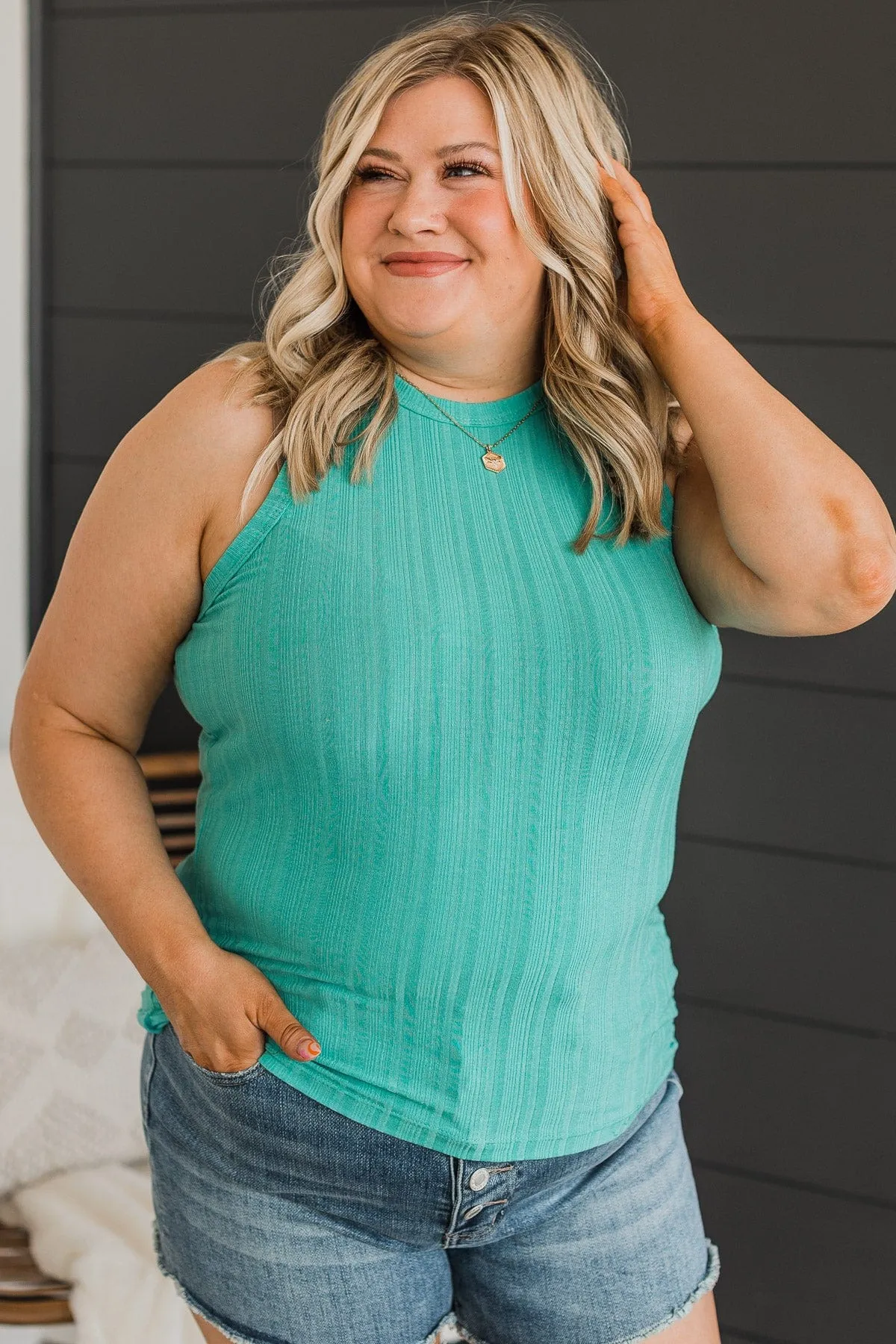 Can't Let You Go Knit Tank Top- Dark Mint