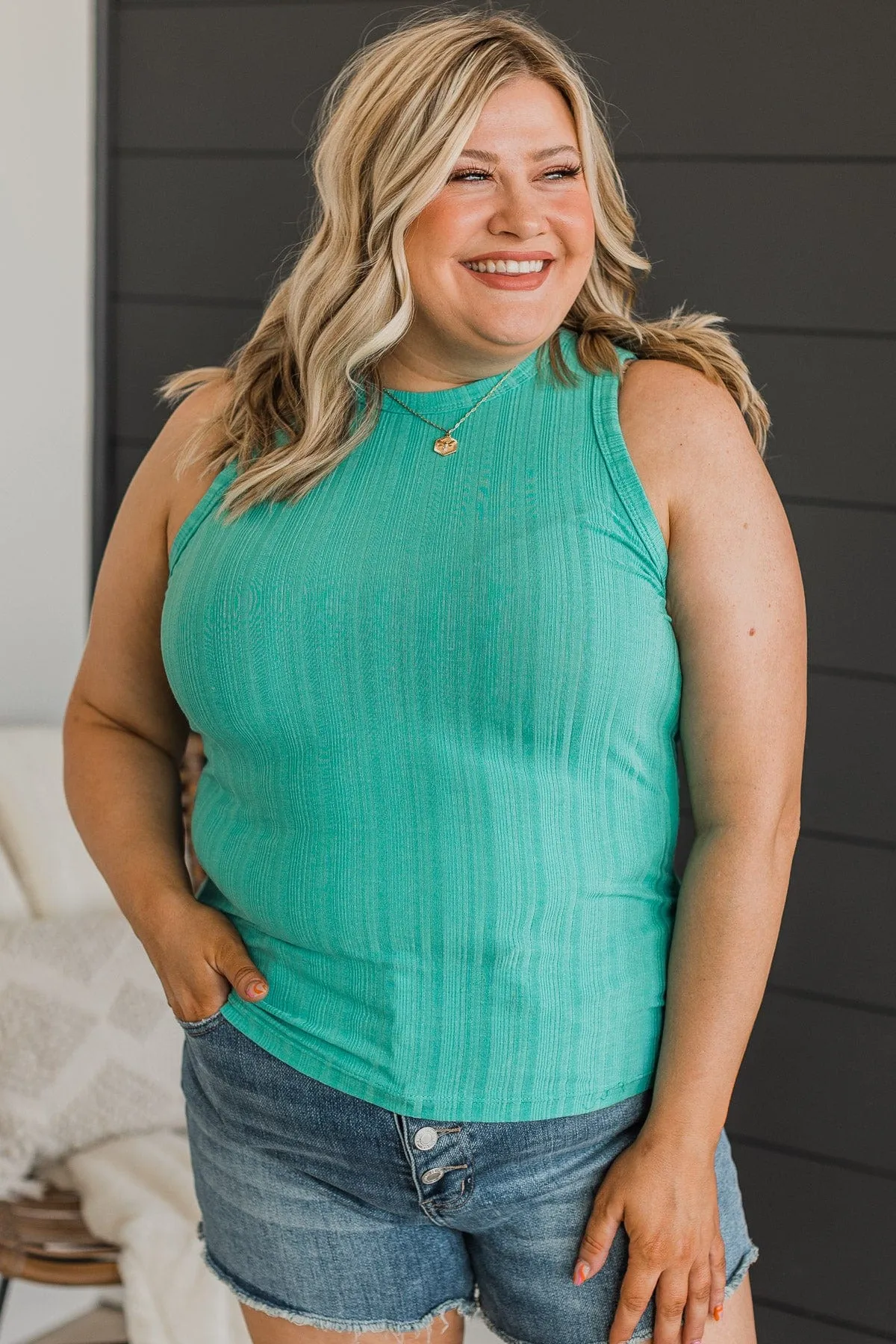 Can't Let You Go Knit Tank Top- Dark Mint