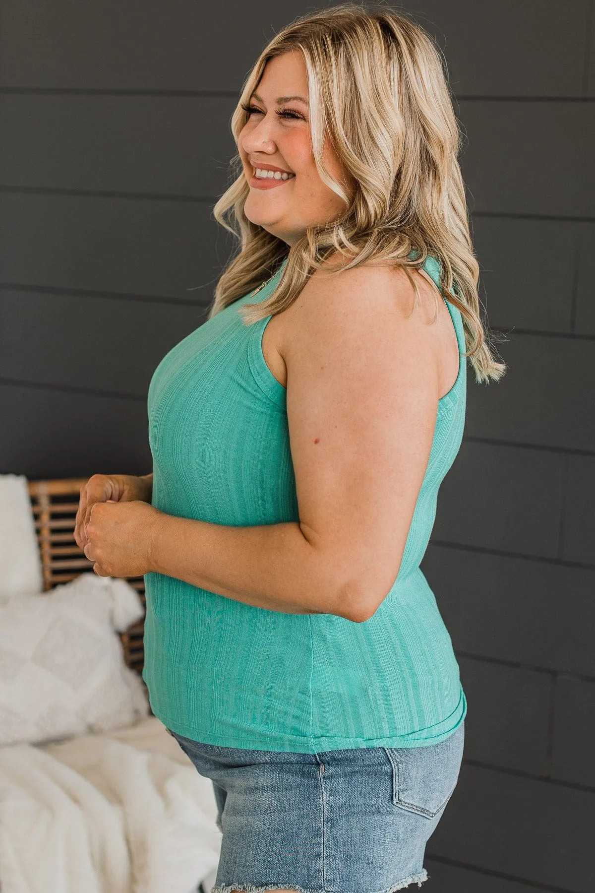 Can't Let You Go Knit Tank Top- Dark Mint