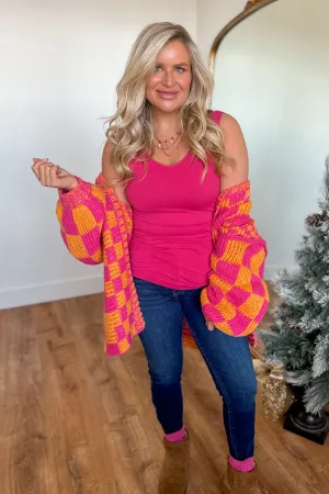 Cathy Basic Reversible Seamless Tank ~ Fuchsia