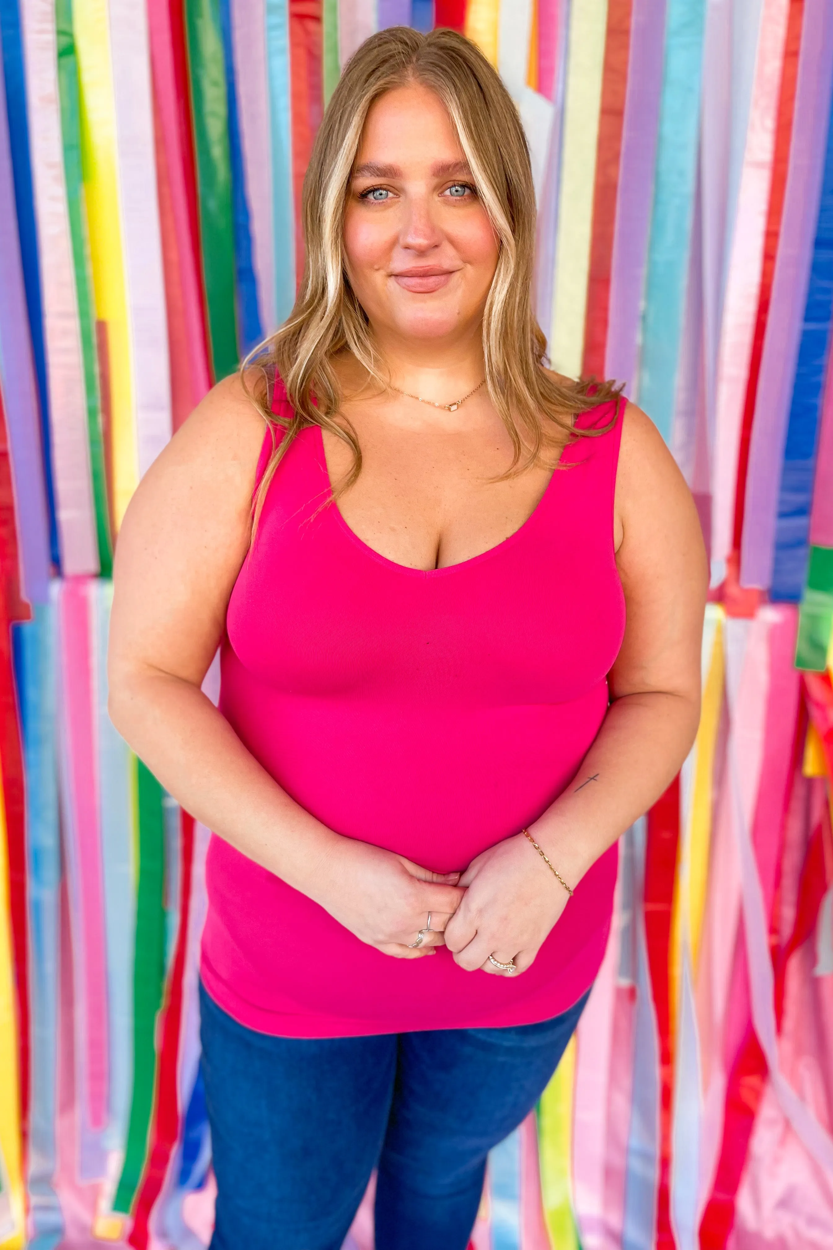Cathy Basic Reversible Seamless Tank ~ Fuchsia