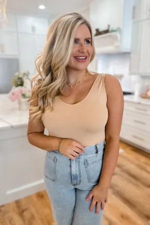 Cathy Basic Reversible Seamless Tank ~ Nude