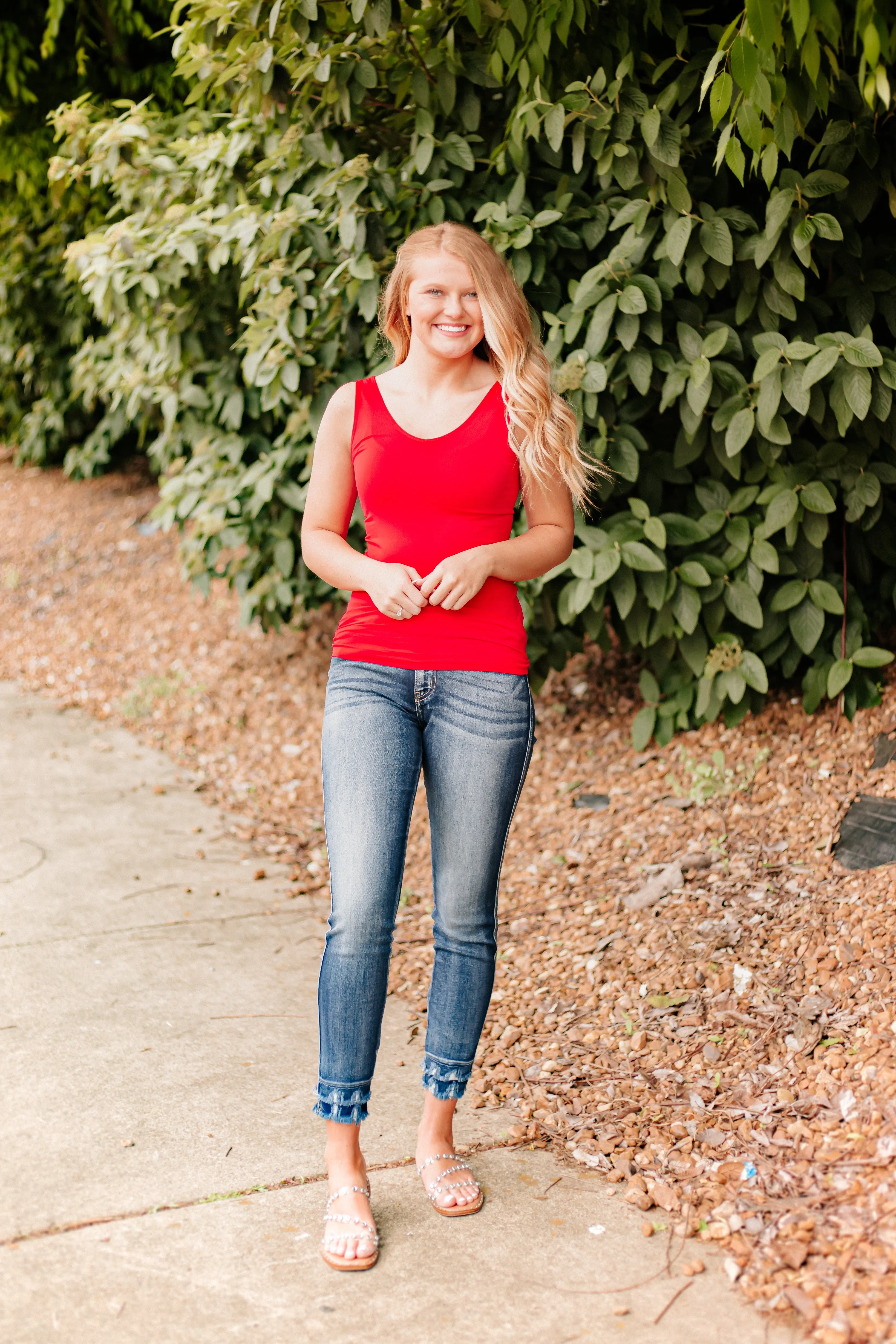 Cathy Basic Reversible Seamless Tank ~ Red