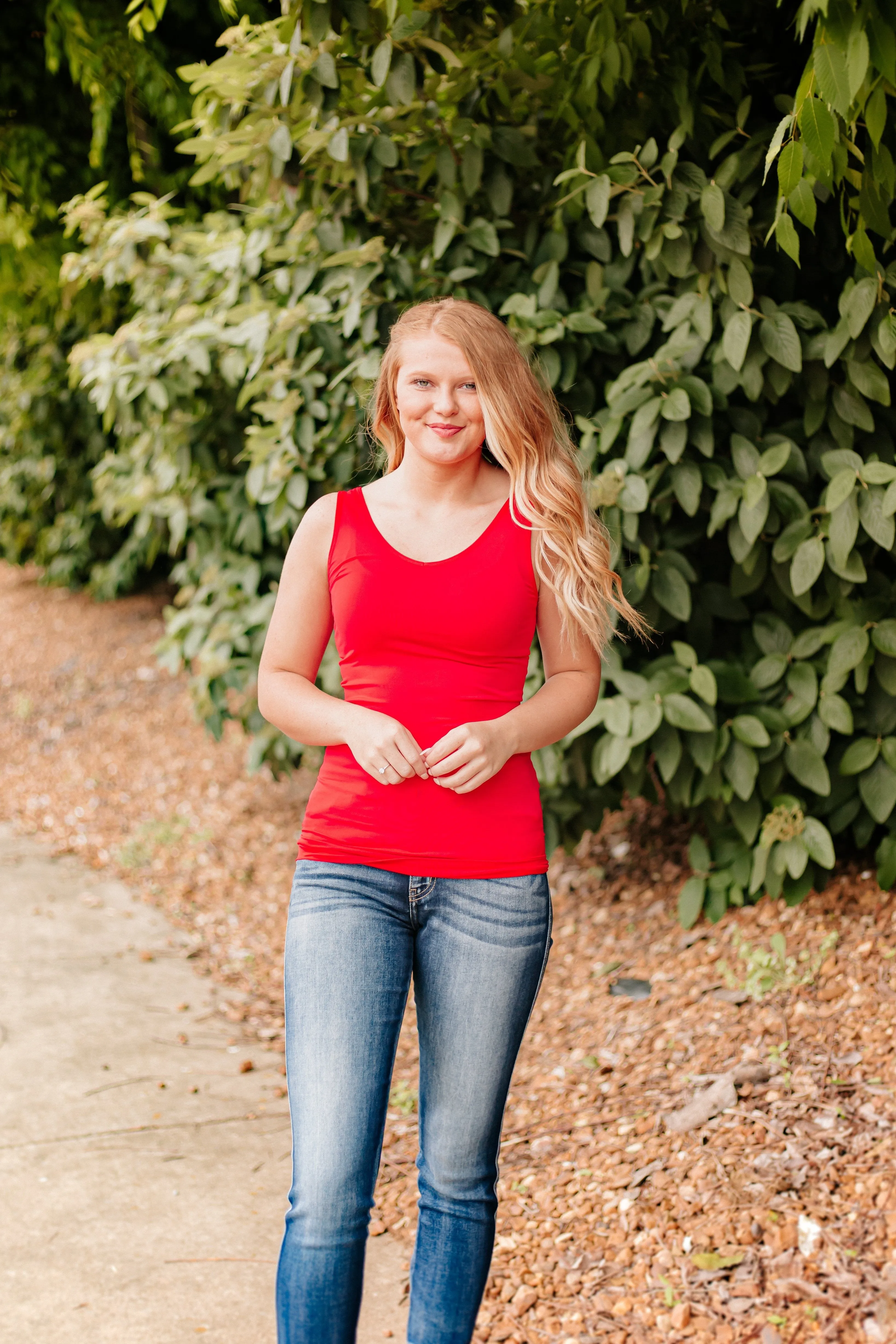 Cathy Basic Reversible Seamless Tank ~ Red