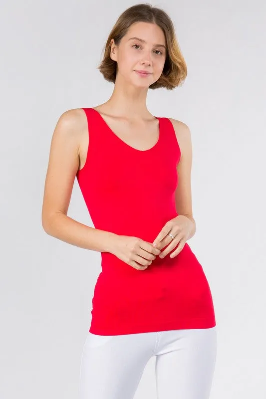 Cathy Basic Reversible Seamless Tank ~ Red