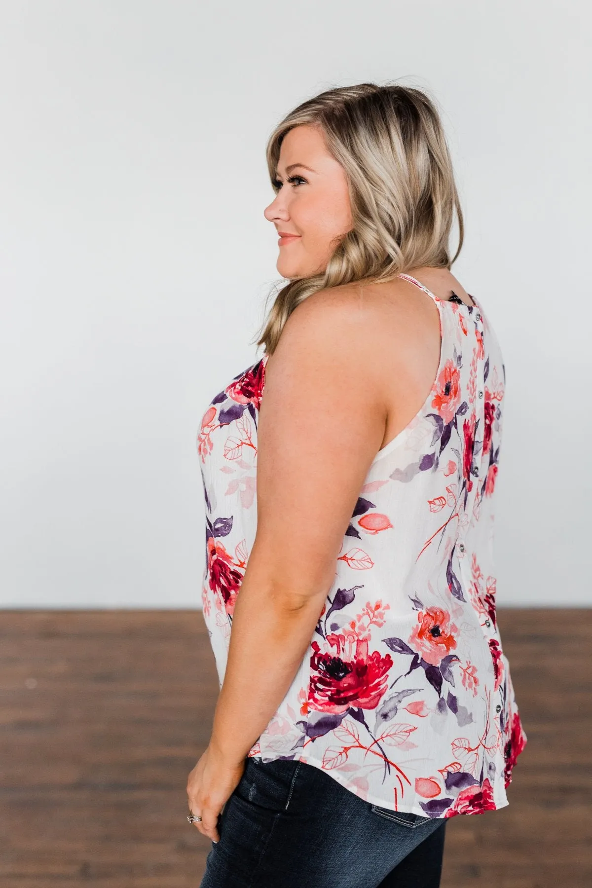 Change My Mind Floral Tank Top- Ivory
