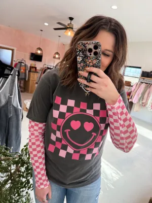 Checkered Smiley Graphic Tee