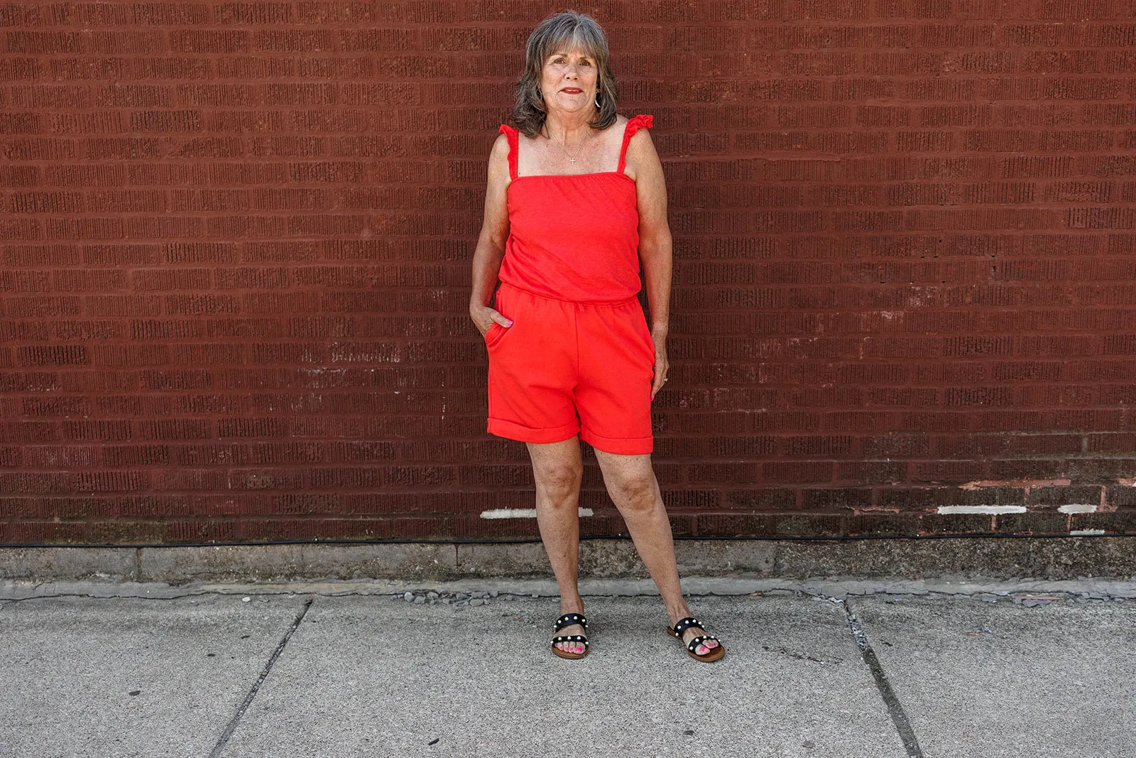 claire tank in poppy red