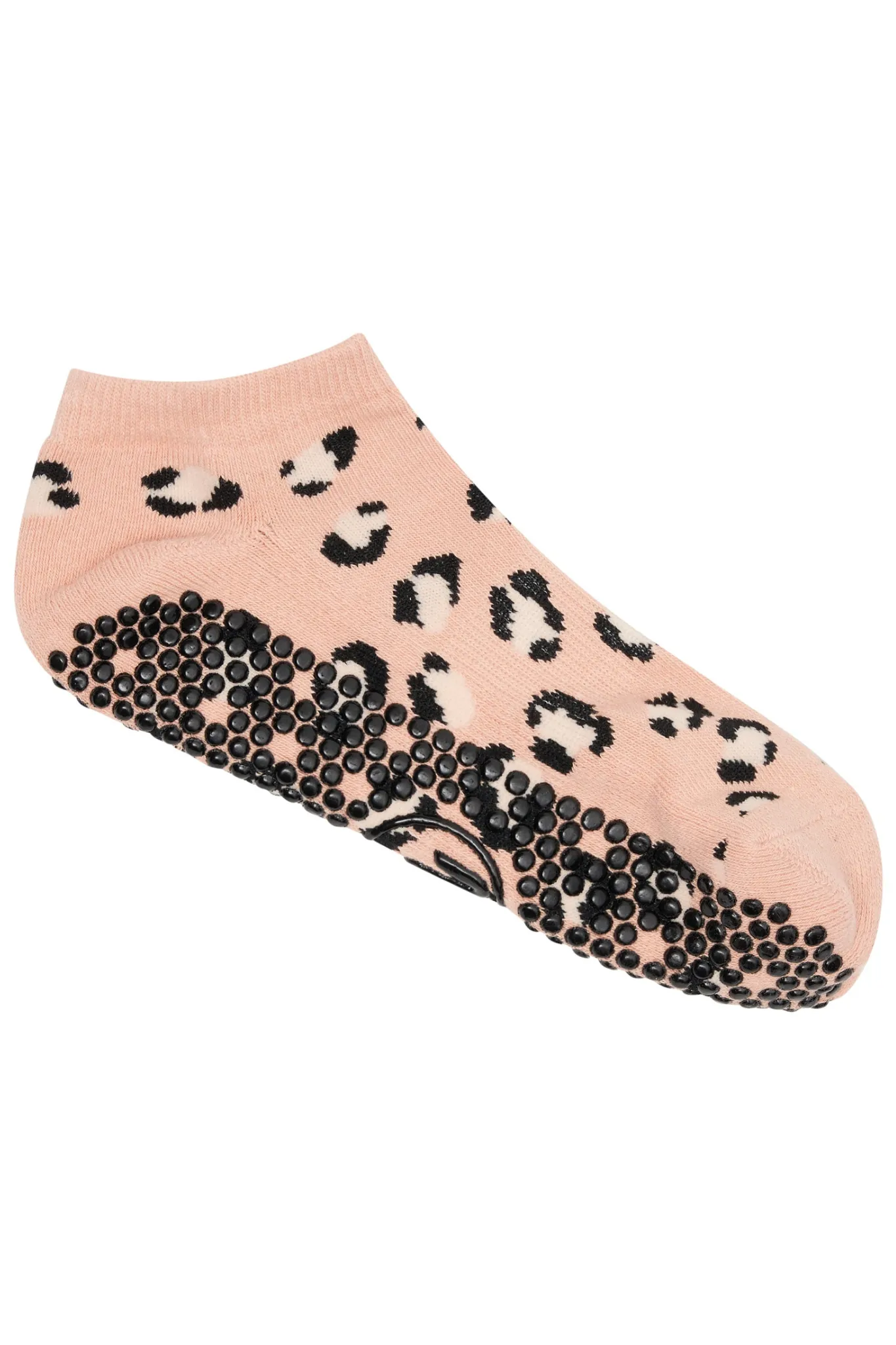 Classic Low Rise Grip Socks - Peach Cheetah