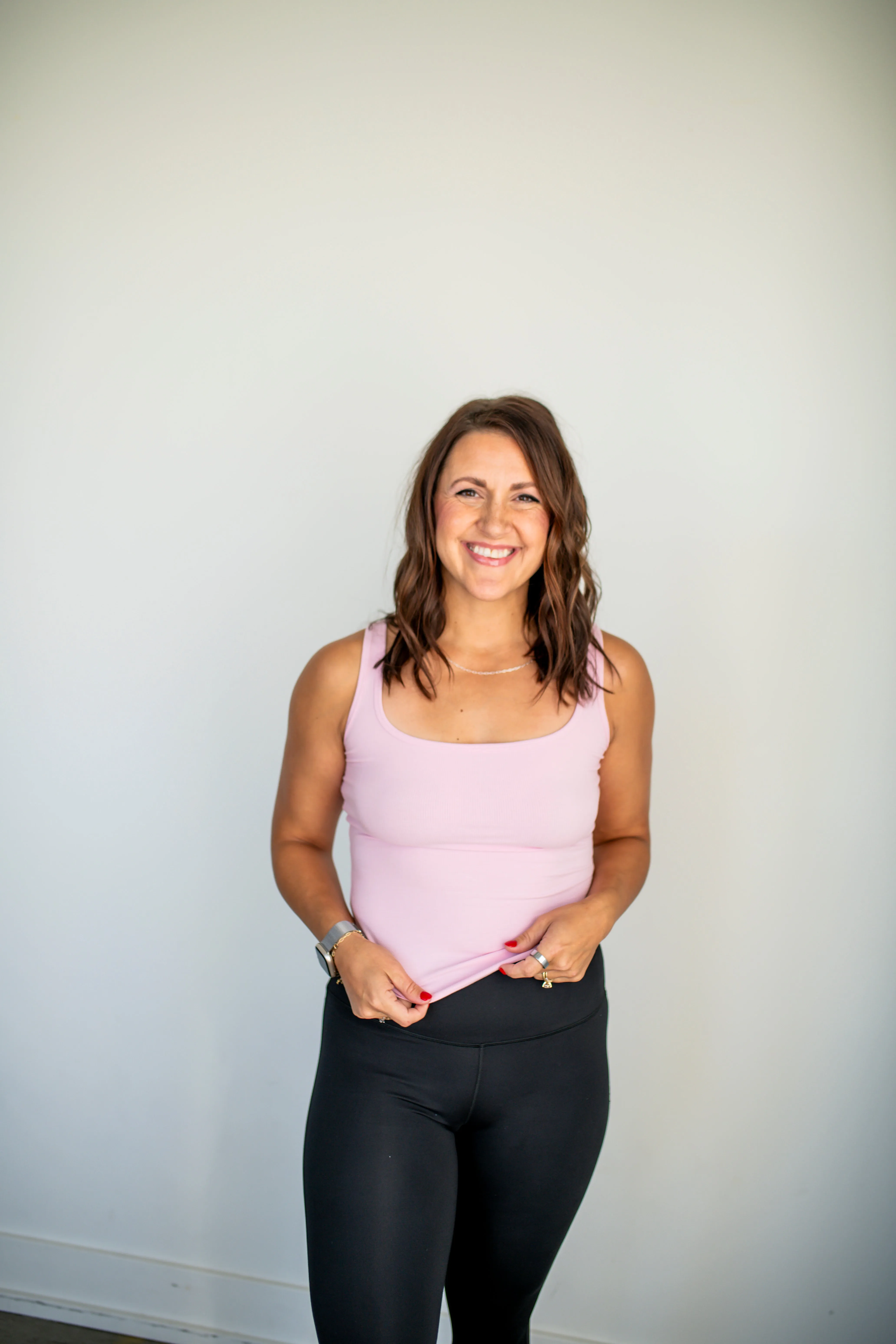 Cool Pink Square Neck Ribbed Tank Top
