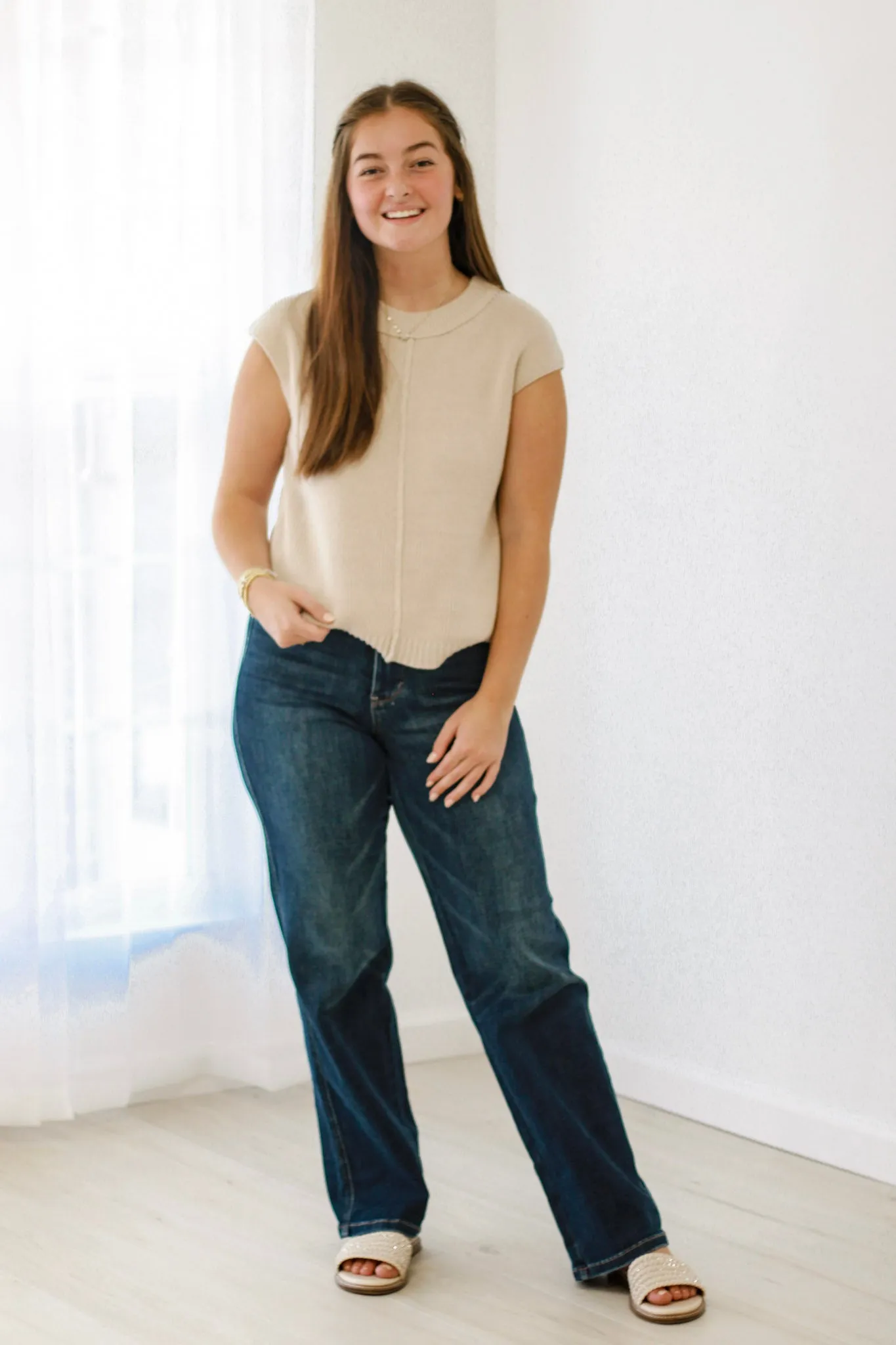 Cosmo Girl Sleeveness Sweater in Oatmeal