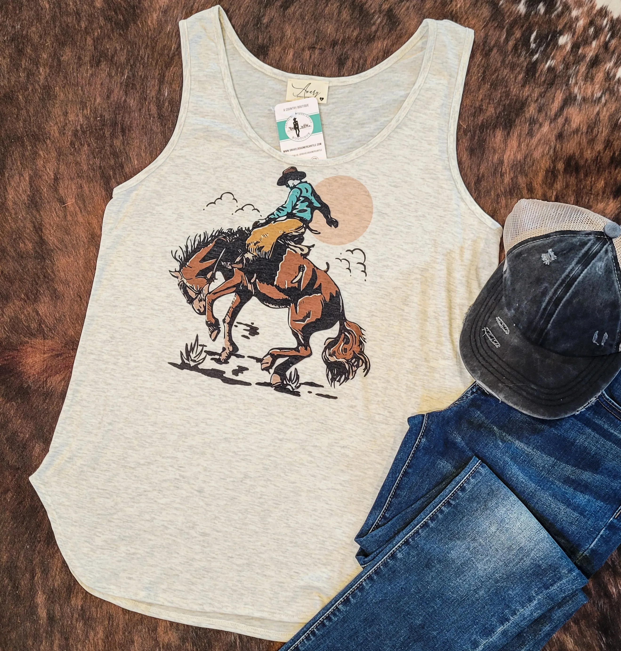 Cowboy Graphic Scoop Neck Tank