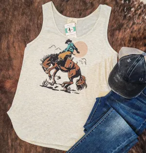 Cowboy Graphic Scoop Neck Tank