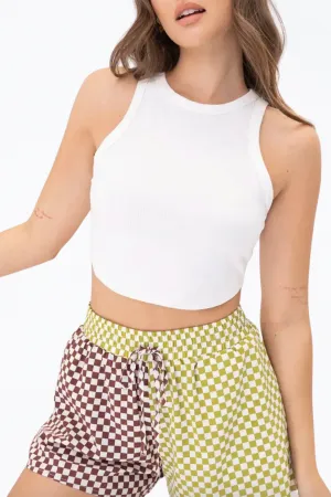 CROPPED STRETCH COTTON-BLEND JERSEY TANK TOP