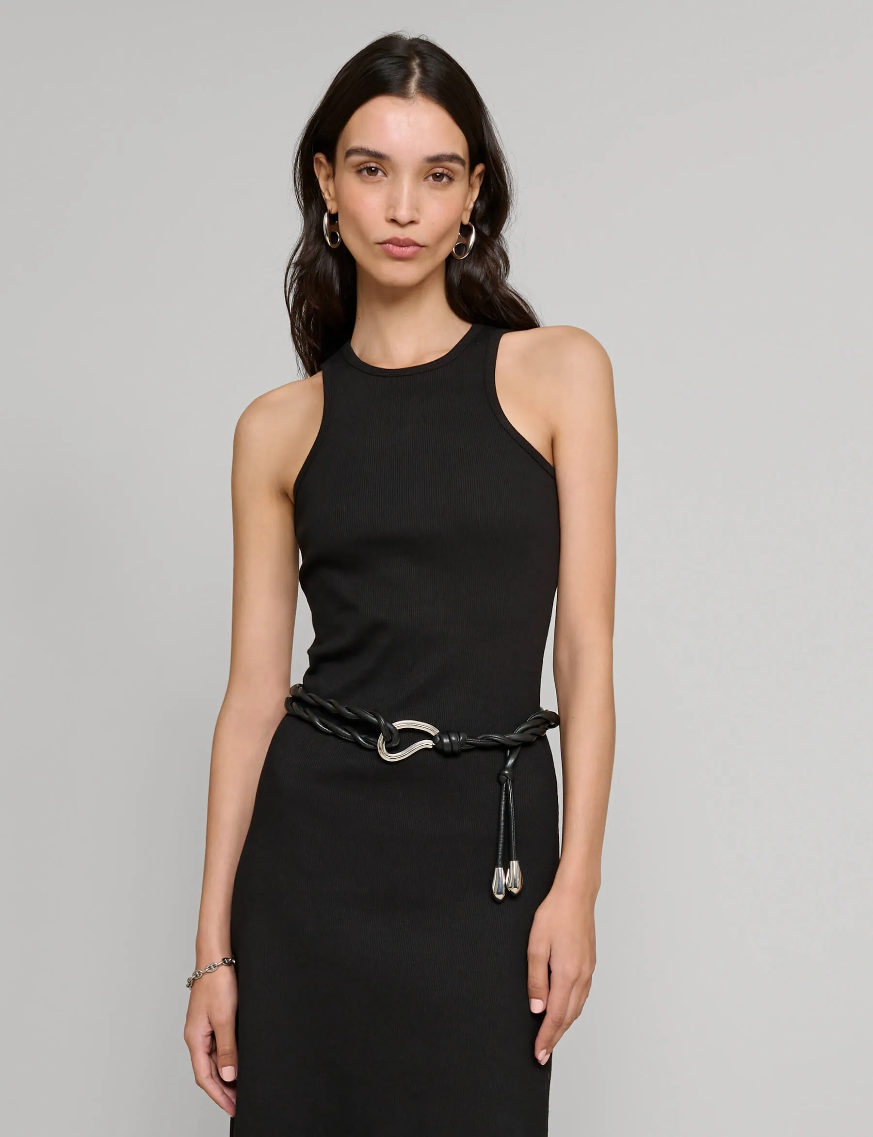 Delilah Black Ribbed Tank Dress