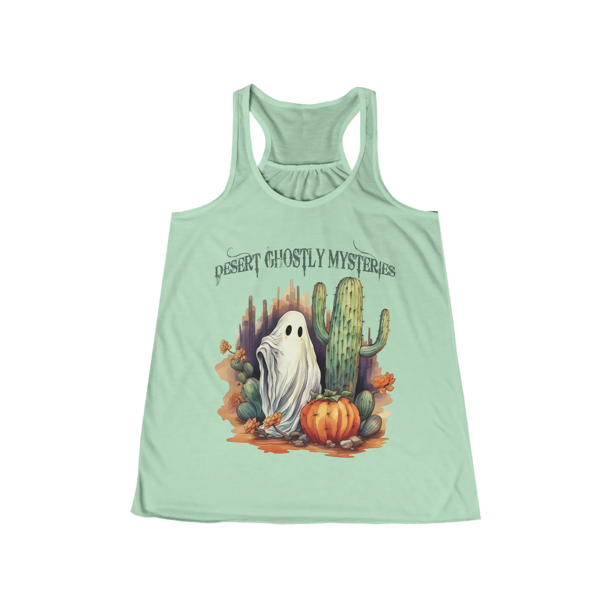 Desert Ghostly Mysteries Western Halloween Women's Flowy Racerback Tank Gifts for Her
