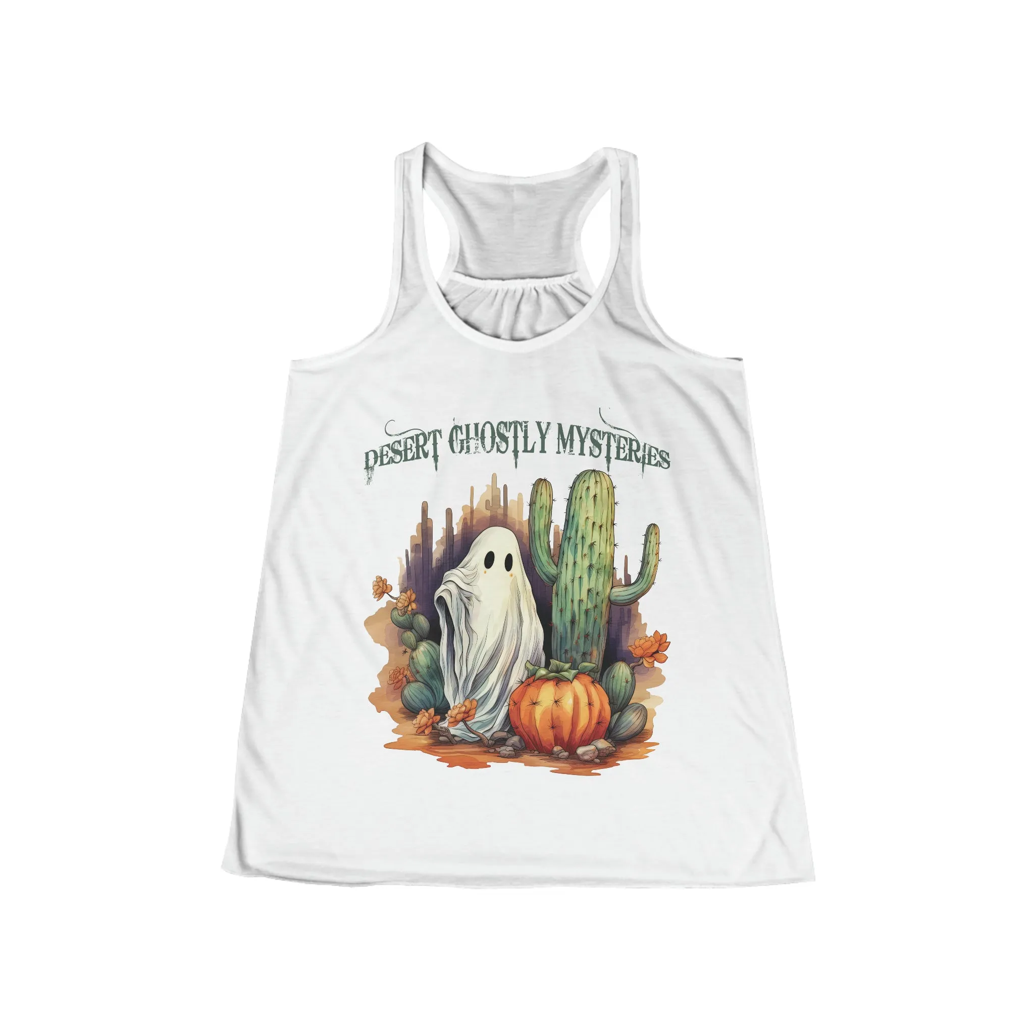 Desert Ghostly Mysteries Western Halloween Women's Flowy Racerback Tank Gifts for Her