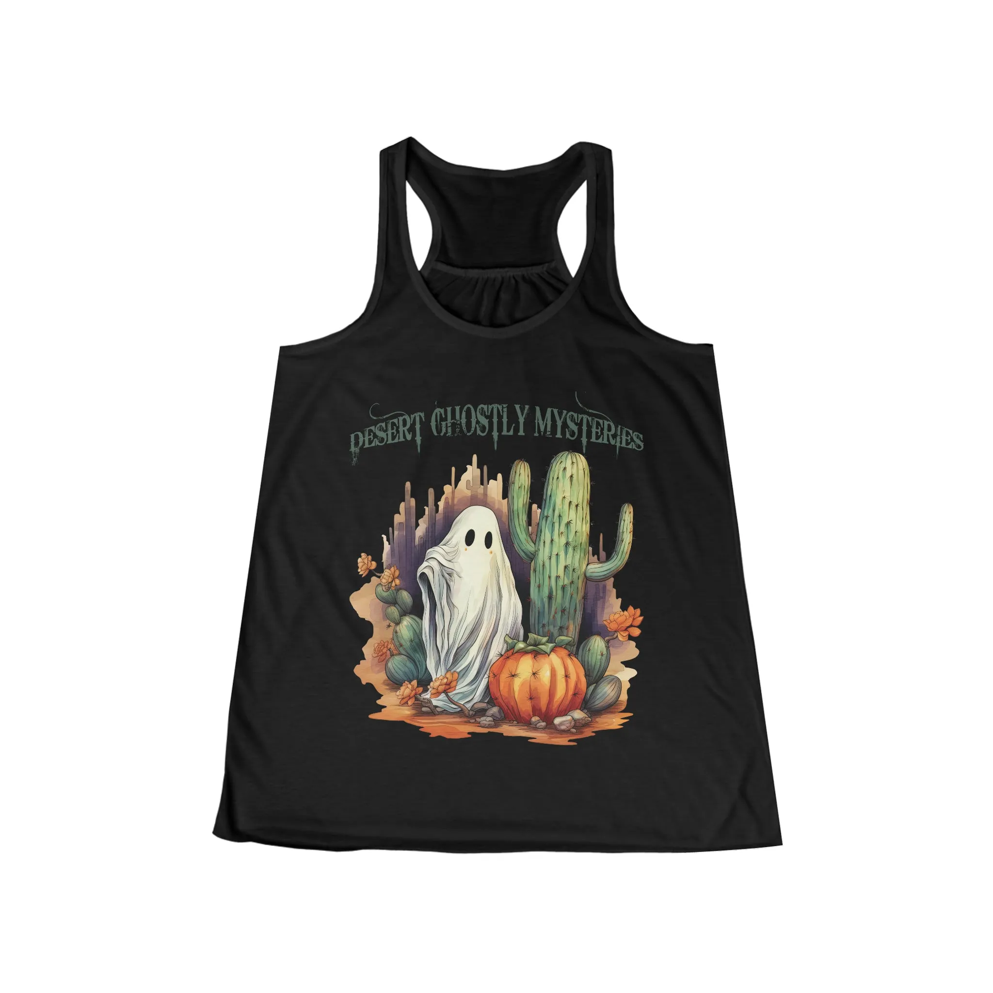 Desert Ghostly Mysteries Western Halloween Women's Flowy Racerback Tank Gifts for Her