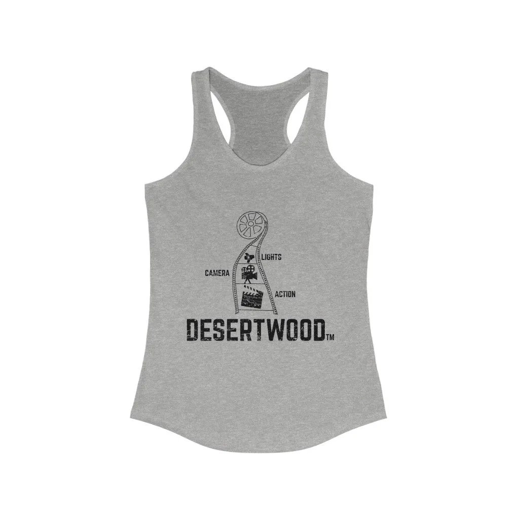 Desertwood Classic "Lights, Camera, Action!" Racerback Tank (Sizes run smaller than usual)