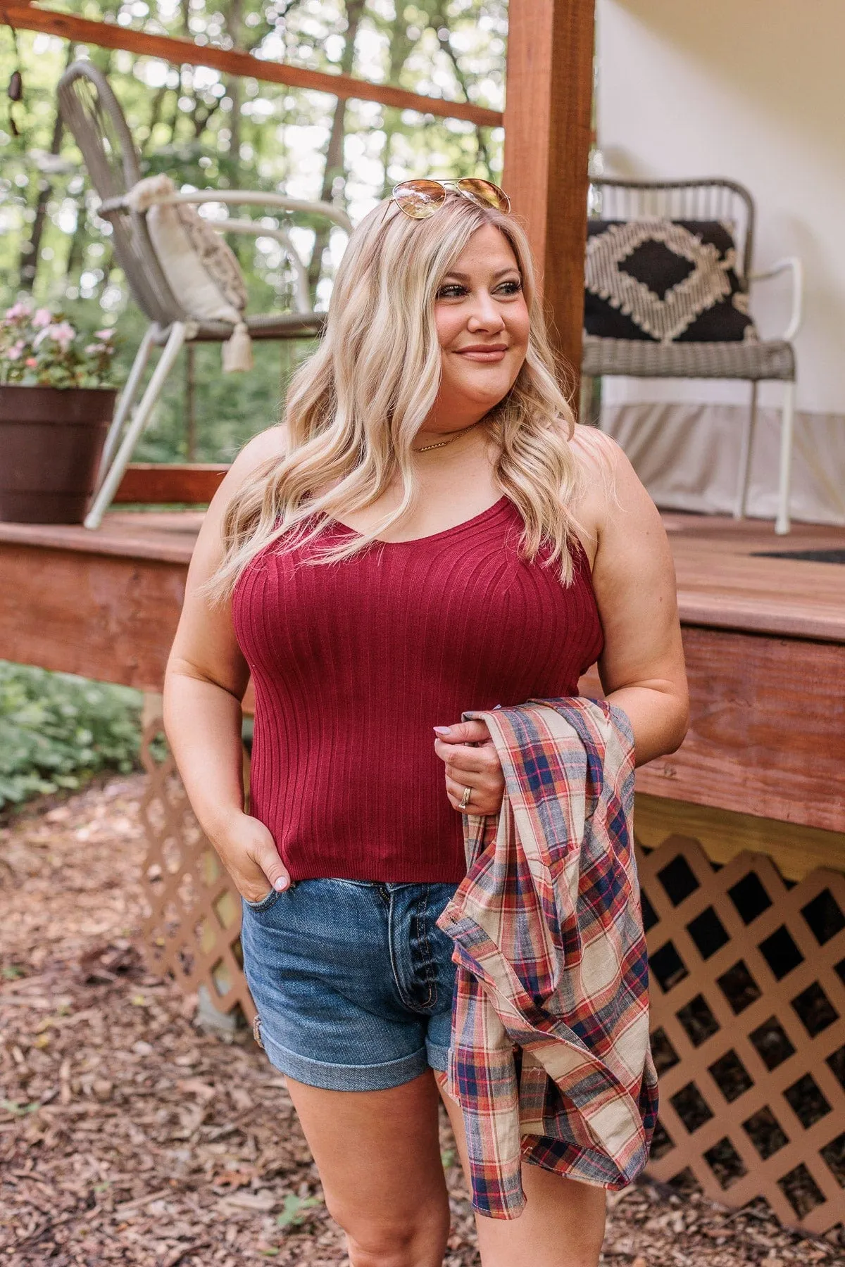 Dreaming Of This Ribbed Tank Top- Burgundy