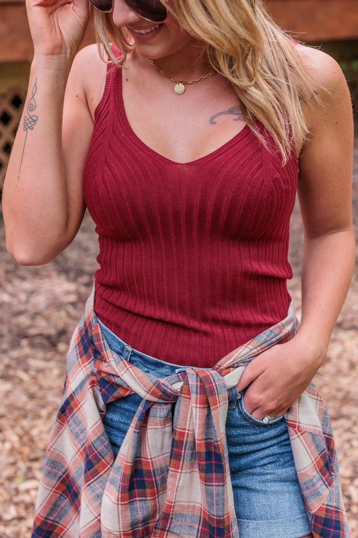 Dreaming Of This Ribbed Tank Top- Burgundy
