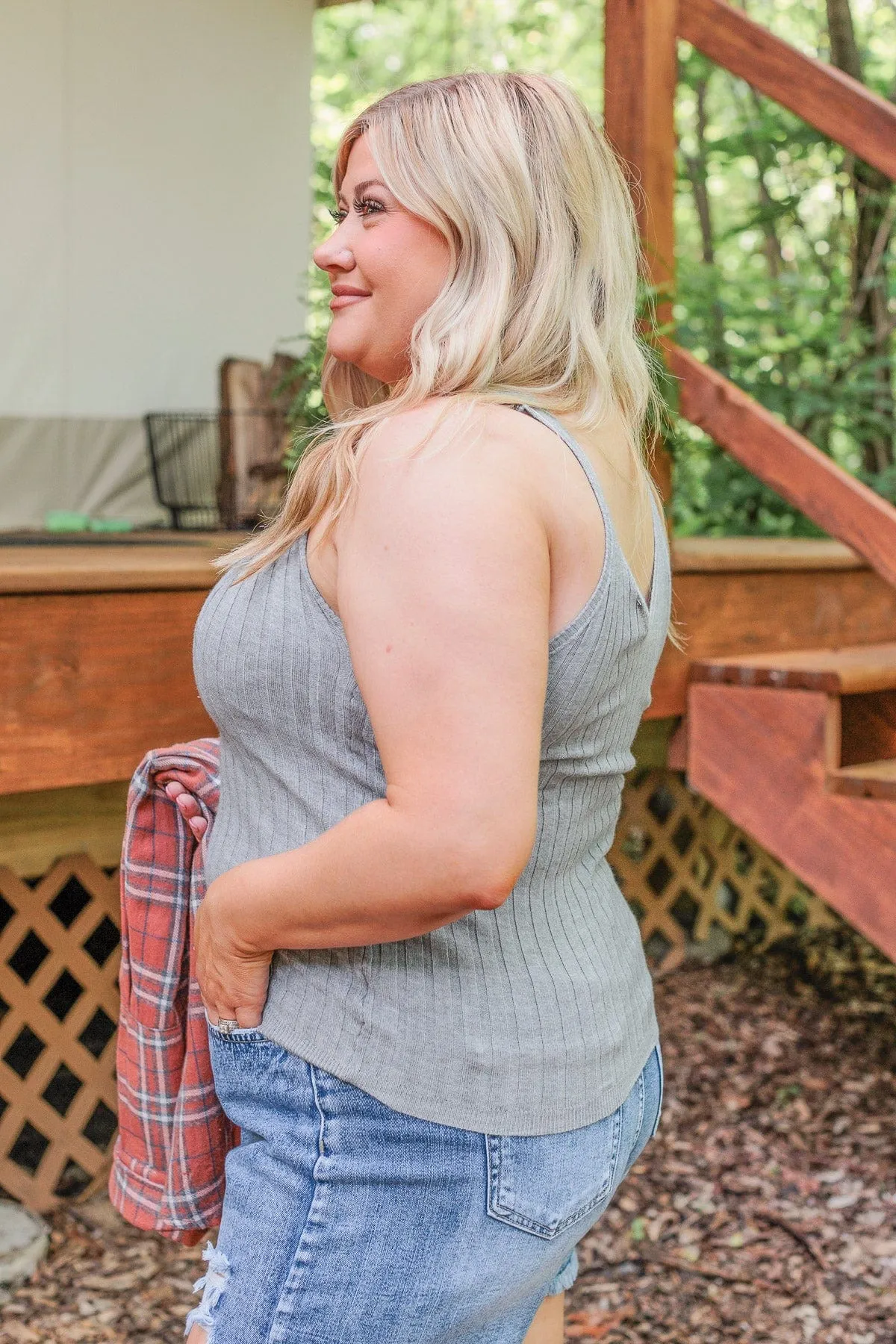 Dreaming Of This Ribbed Tank Top- Gray