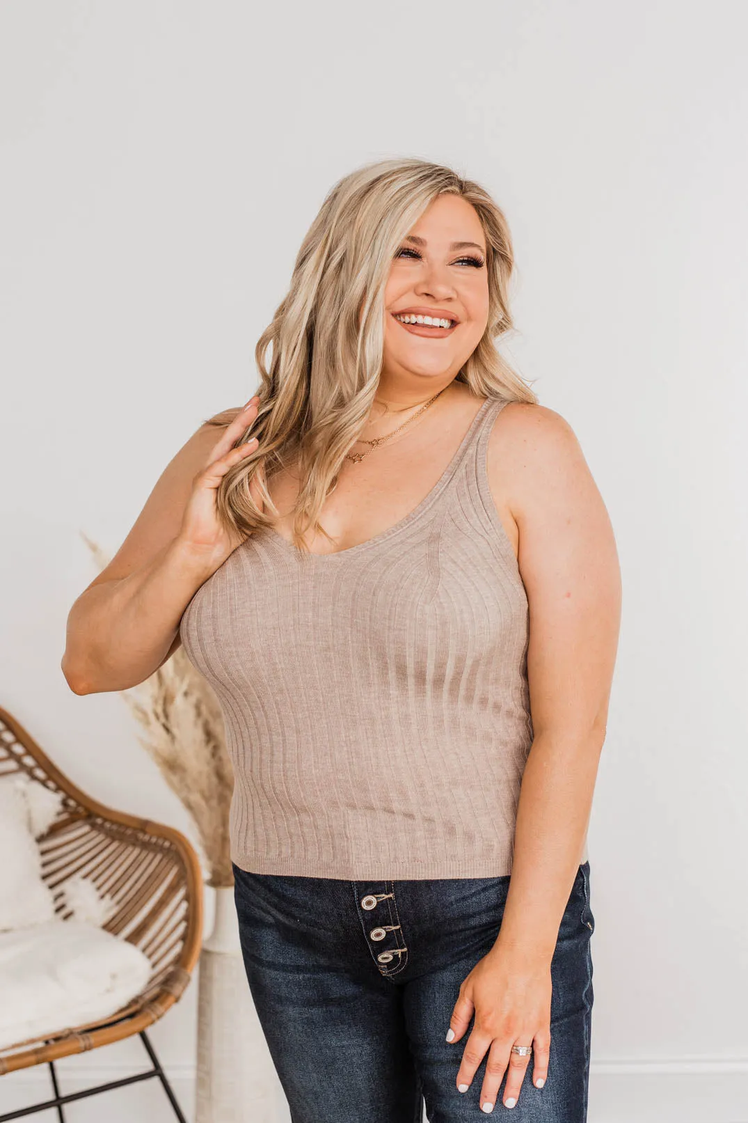Dreaming Of This Ribbed Tank Top- Taupe