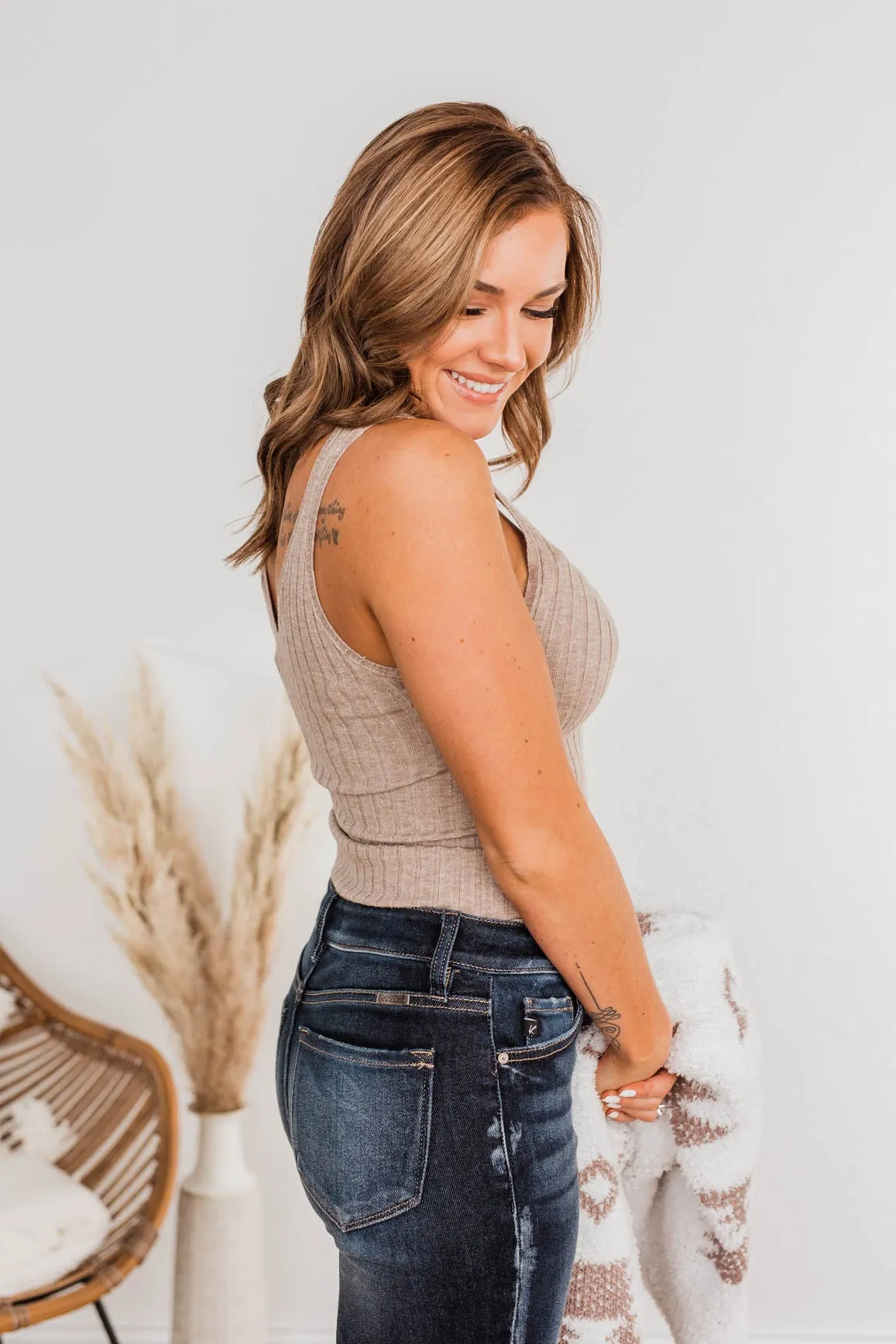 Dreaming Of This Ribbed Tank Top- Taupe