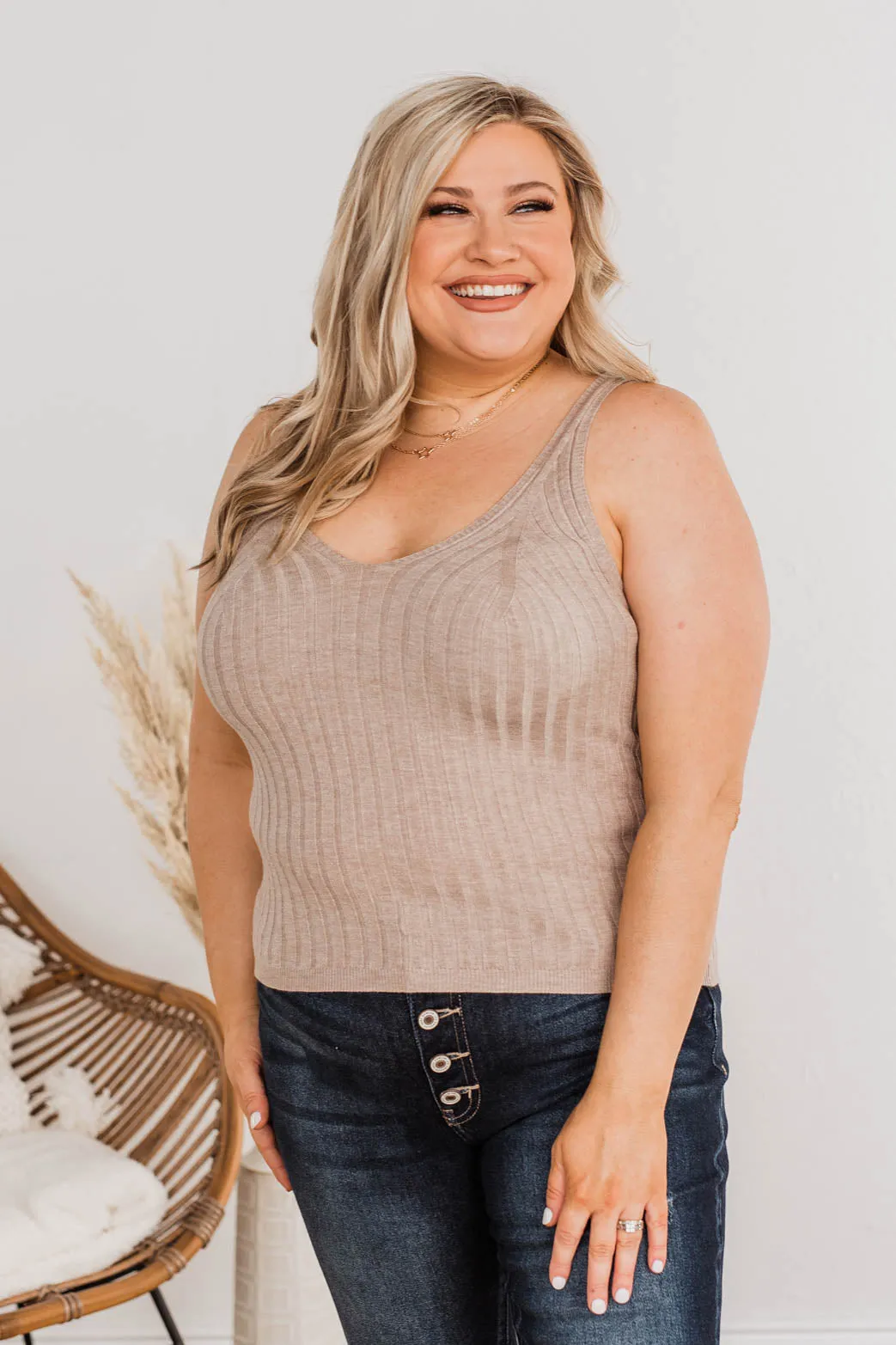 Dreaming Of This Ribbed Tank Top- Taupe