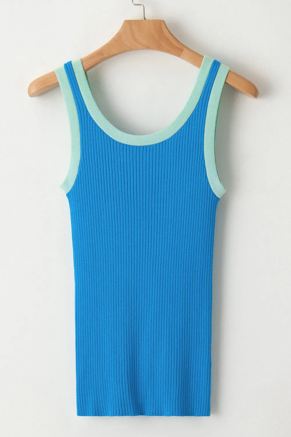 Edge Ribbed Knit U Neck Tank Top