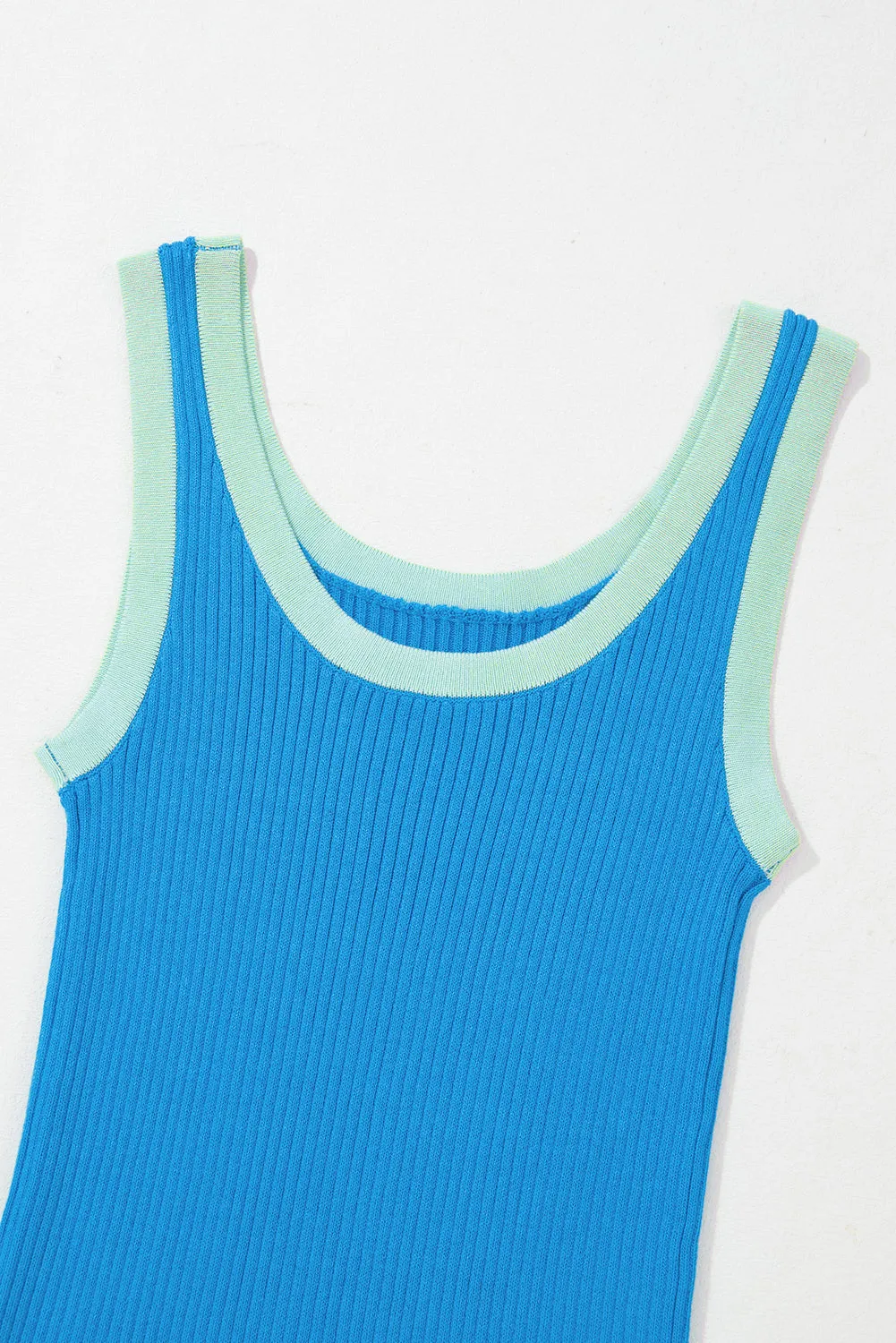 Edge Ribbed Knit U Neck Tank Top