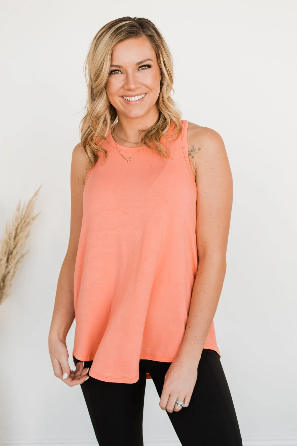 Electric Feelings Tank Top- Coral