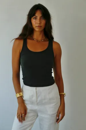 ESSENTIALS RIB TANK BLACK SNOW