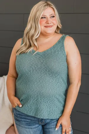Everyday Crush Knit Tank Top- Dusty Teal
