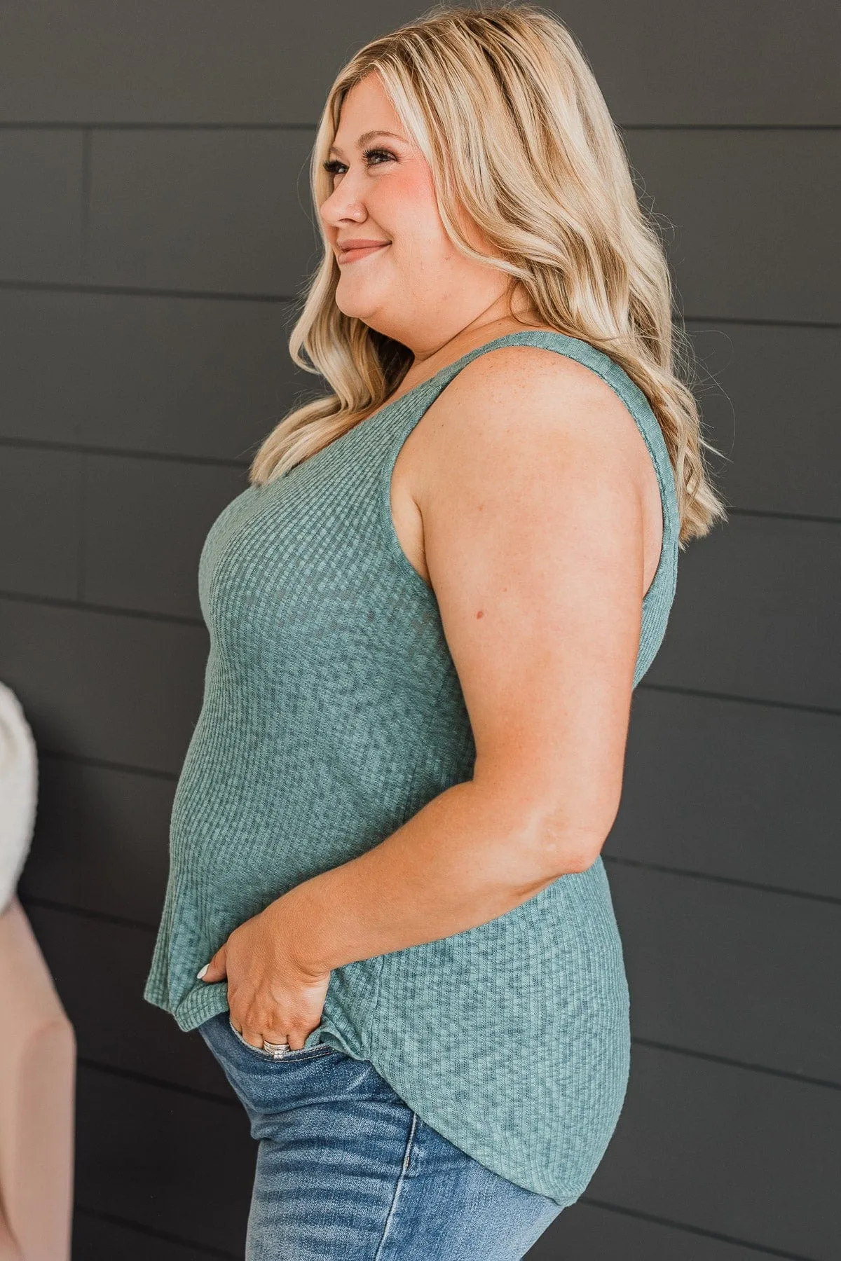 Everyday Crush Knit Tank Top- Dusty Teal