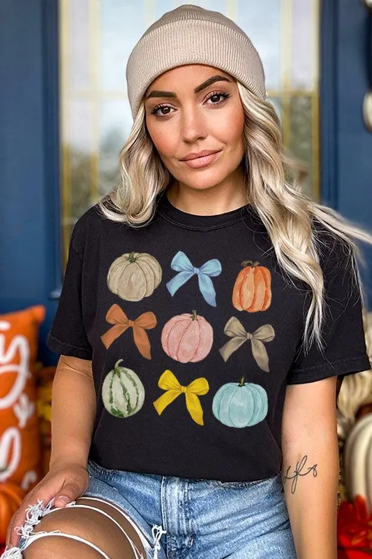 Fall Pumpkins Gourds Bows Autumn Tee