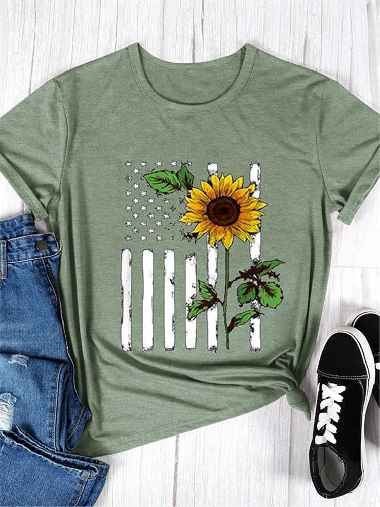 Flag and Sunflower Graphic Tee