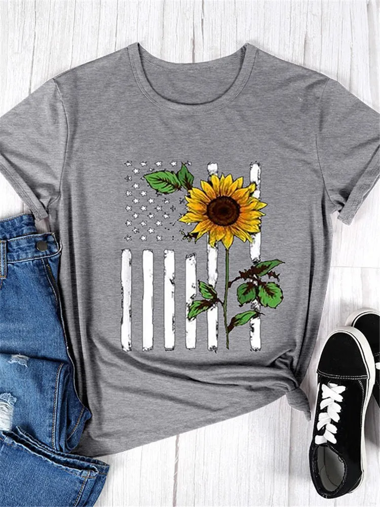 Flag and Sunflower Graphic Tee