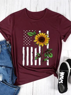 Flag and Sunflower Graphic Tee