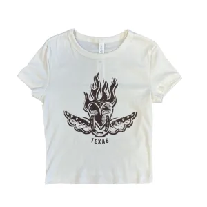 Flaming Heart Texas Cropped Baby Tee