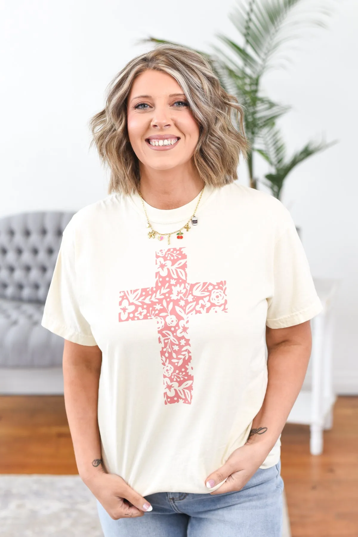 Floral Cross Graphic Tee