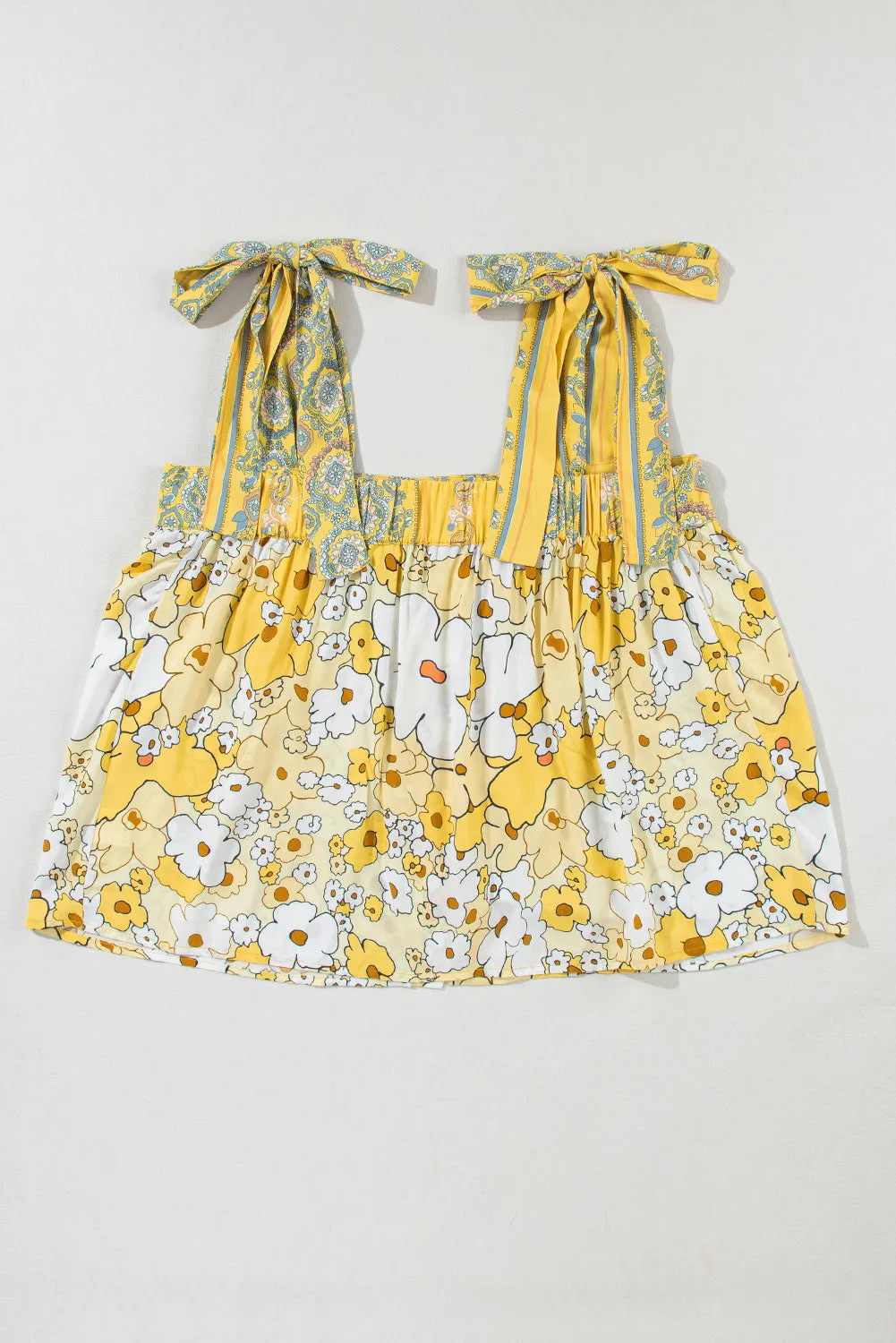 Floral Tied Straps Buttoned Tank Top