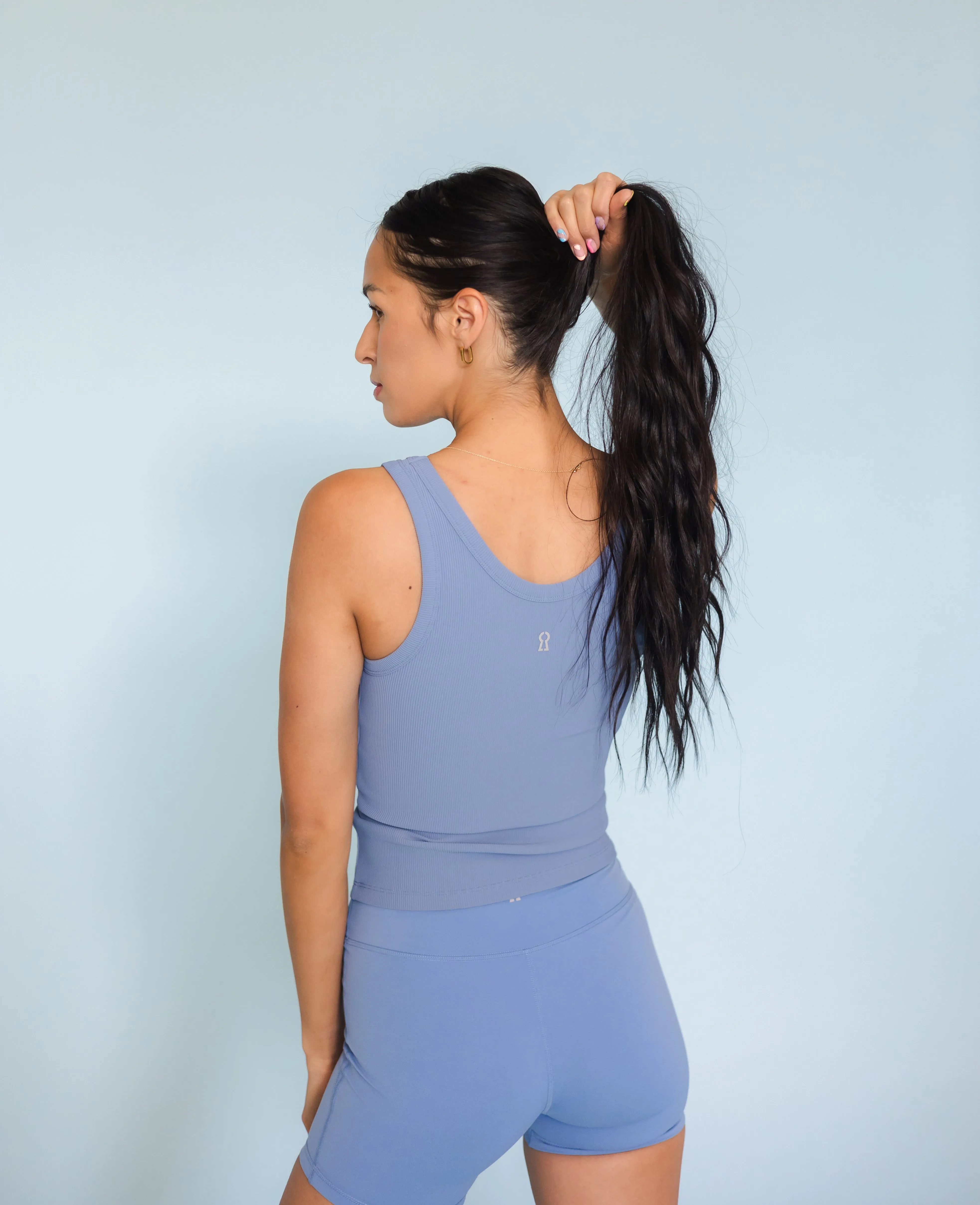 Full Length Ribbed Tank - Berry Blue