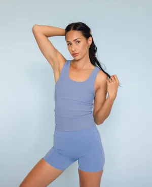 Full Length Ribbed Tank - Berry Blue