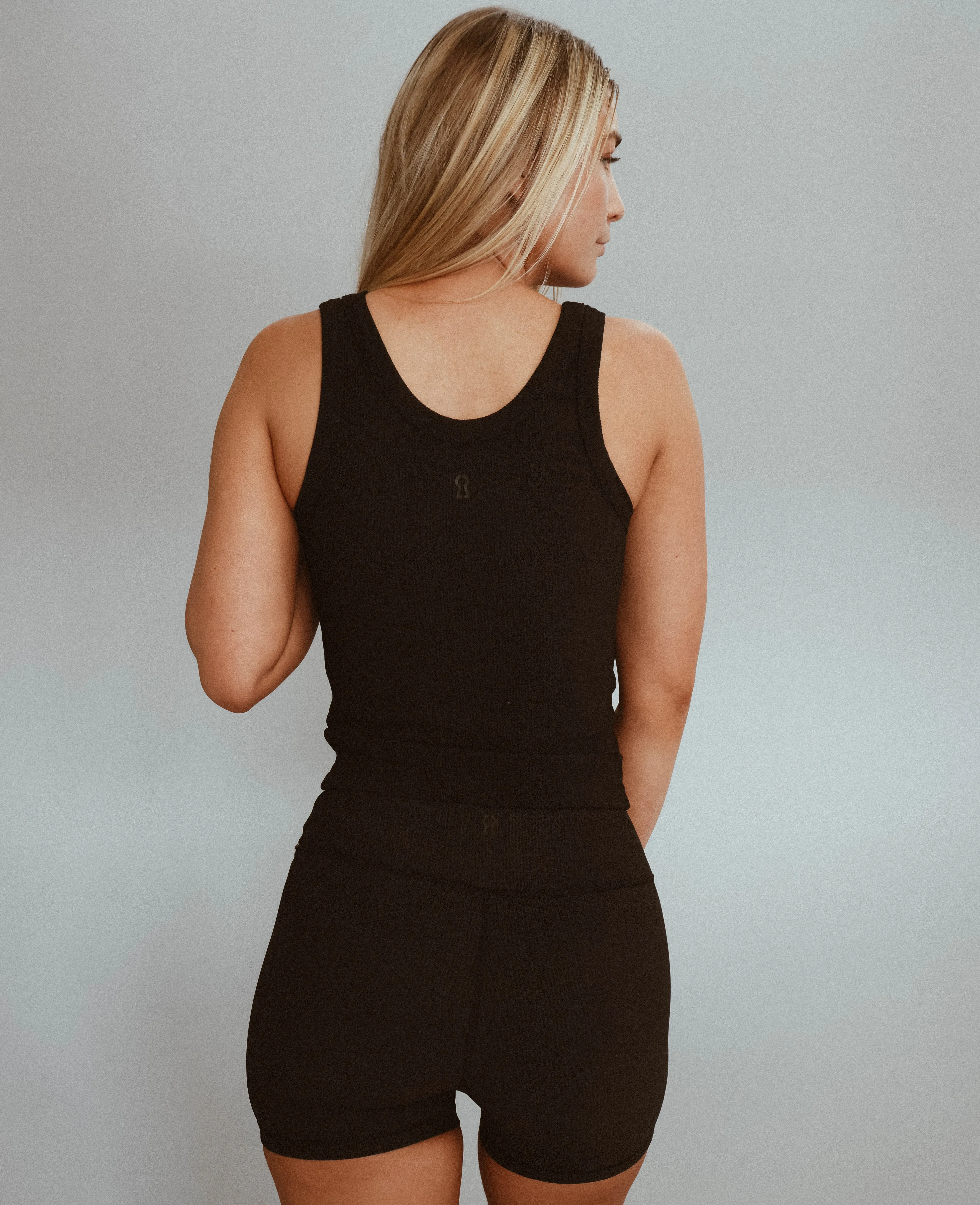 Full Length Ribbed Tank - Black