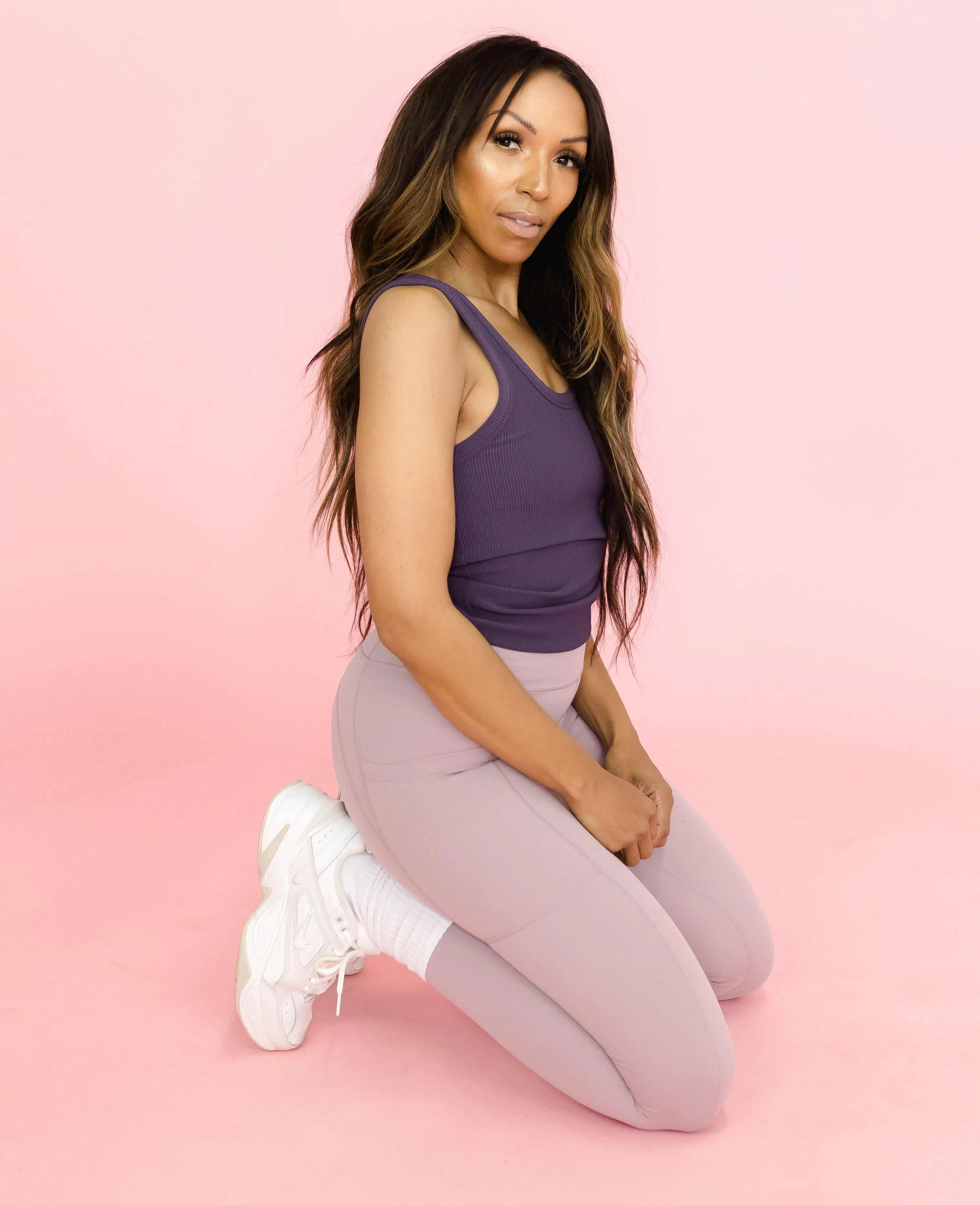 Full Length Ribbed Tank - Lilac