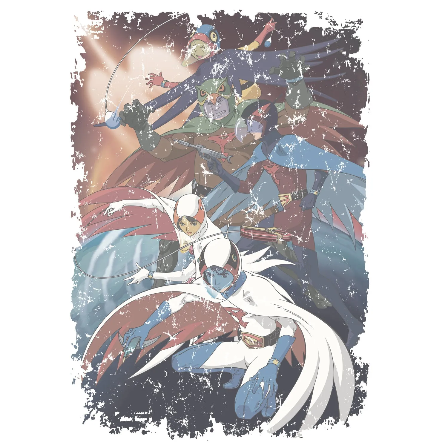 Gatchaman Planet Poster Distressed Official Women's Long Tank Dress (White)