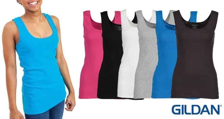 Gildan Women’s Ribbed Cotton Tank Top (3-Pack)