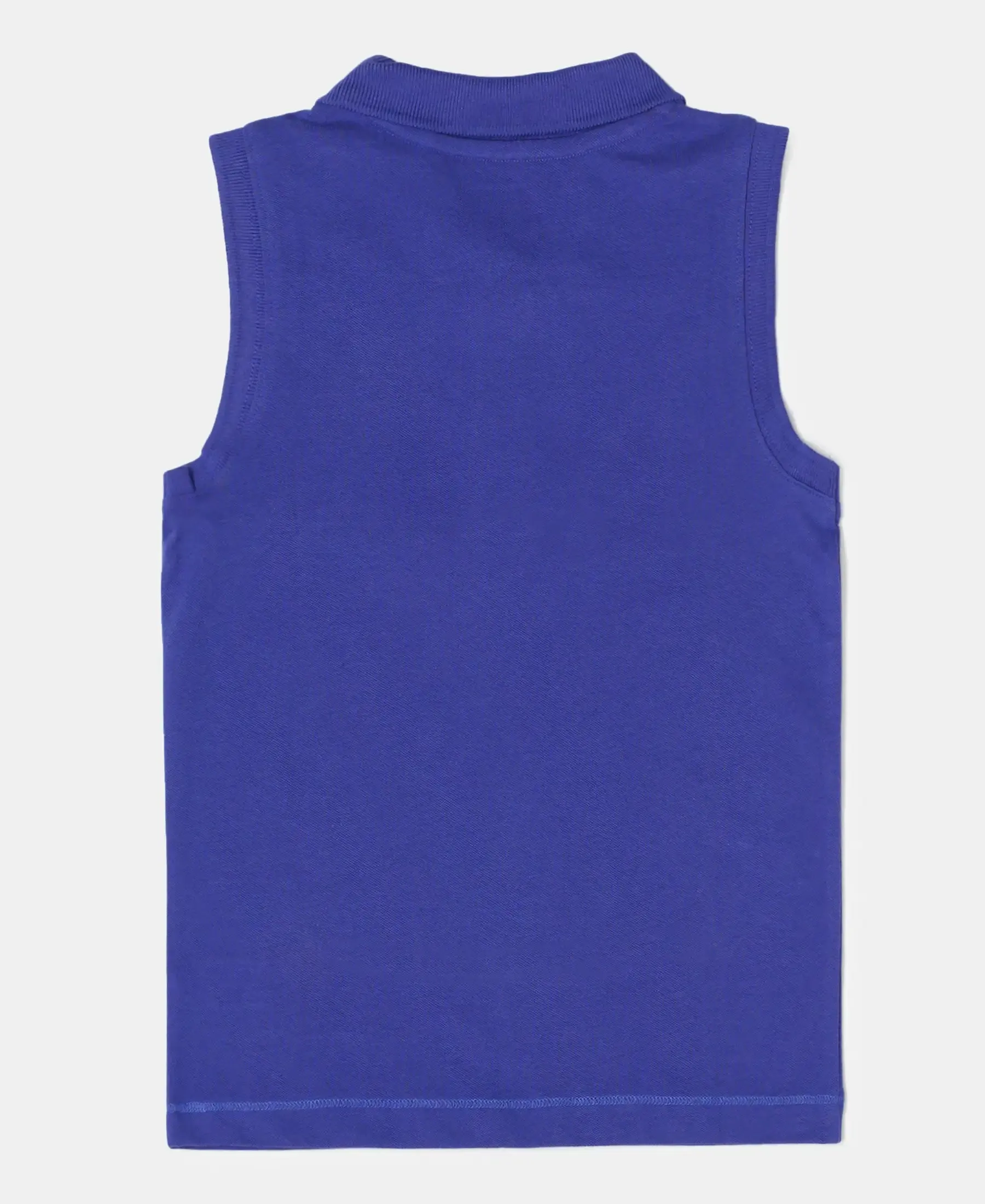Girl's Super Combed Cotton Elastane Stretch Polo Neck Graphic Printed Tank Top - Indigo Crush